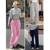 image:imageATHMILE Womens Sweatpants Wide Leg Baggy High Waist Y2K Pants Fall Winter Spring Joggers Clothes with PocketsNavy Blue
