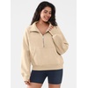 image:imageATHMILE Womens Sweatshirts Half Zip Cropped Pullover Fleece Quarter Zipper Hoodies 2026 Fall Fashion Outfits ClothesApricot