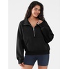 image:imageATHMILE Womens Sweatshirts Half Zip Cropped Pullover Fleece Quarter Zipper Hoodies 2026 Fall Fashion Outfits ClothesBlack