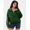 image:imageATHMILE Womens Sweatshirts Half Zip Cropped Pullover Fleece Quarter Zipper Hoodies 2026 Fall Fashion Outfits ClothesDarkgreen