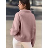 image:imageATHMILE Womens Sweatshirts Half Zip Cropped Pullover Fleece Quarter Zipper Hoodies 2026 Fall Fashion Outfits ClothesDarkpink