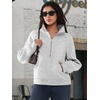 image:imageATHMILE Womens Sweatshirts Half Zip Cropped Pullover Fleece Quarter Zipper Hoodies 2026 Fall Fashion Outfits ClothesGrey