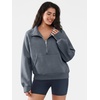 image:imageATHMILE Womens Sweatshirts Half Zip Cropped Pullover Fleece Quarter Zipper Hoodies 2026 Fall Fashion Outfits ClothesGreyblue
