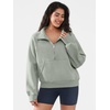 image:imageATHMILE Womens Sweatshirts Half Zip Cropped Pullover Fleece Quarter Zipper Hoodies 2026 Fall Fashion Outfits ClothesGreygreen
