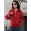 image:imageATHMILE Womens Sweatshirts Half Zip Cropped Pullover Fleece Quarter Zipper Hoodies 2026 Fall Fashion Outfits ClothesRed