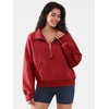image:imageATHMILE Womens Sweatshirts Half Zip Cropped Pullover Fleece Quarter Zipper Hoodies 2026 Fall Fashion Outfits ClothesRed
