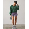 image:imageATHMILE Womens V Neck Crop Top Long Sleeve Sweatshirt  Open Back Tops for Women Fashion Sexy Y2K Casual Fall Clothes 2026Dark Green