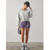 image:imageATHMILE Womens V Neck Crop Top Long Sleeve Sweatshirt  Open Back Tops for Women Fashion Sexy Y2K Casual Fall Clothes 2026Grey