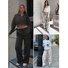 image:imageATHMILE Womens Wide Leg Fleece Lined Sweatpants High Waisted Baggy Drawstring Joggers Straight Leg Sweat PantsBlack