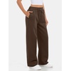 image:imageATHMILE Womens Wide Leg Fleece Lined Sweatpants High Waisted Baggy Drawstring Joggers Straight Leg Sweat PantsBrown