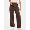 image:imageATHMILE Womens Wide Leg Fleece Lined Sweatpants High Waisted Baggy Drawstring Joggers Straight Leg Sweat PantsBrown