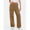 image:imageATHMILE Womens Wide Leg Fleece Lined Sweatpants High Waisted Baggy Drawstring Joggers Straight Leg Sweat PantsCoffee Grey