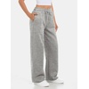 image:imageATHMILE Womens Wide Leg Fleece Lined Sweatpants High Waisted Baggy Drawstring Joggers Straight Leg Sweat PantsDark Grey