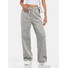 image:imageATHMILE Womens Wide Leg Fleece Lined Sweatpants High Waisted Baggy Drawstring Joggers Straight Leg Sweat PantsDark Grey