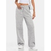 image:imageATHMILE Womens Wide Leg Fleece Lined Sweatpants High Waisted Baggy Drawstring Joggers Straight Leg Sweat PantsGrey