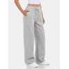 image:imageATHMILE Womens Wide Leg Fleece Lined Sweatpants High Waisted Baggy Drawstring Joggers Straight Leg Sweat PantsGrey
