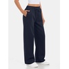 image:imageATHMILE Womens Wide Leg Fleece Lined Sweatpants High Waisted Baggy Drawstring Joggers Straight Leg Sweat PantsNavy Blue