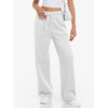 image:imageATHMILE Womens Wide Leg Fleece Lined Sweatpants High Waisted Baggy Drawstring Joggers Straight Leg Sweat PantsWhite
