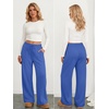 image:imageATHMILE Womens Wide Leg Fleece Sweatpants High Waisted Teen Girl Pants  Fall Fashion Winter Clothes Lounge Travel Joggers With PocketsBlue