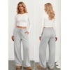 image:imageATHMILE Womens Wide Leg Fleece Sweatpants High Waisted Teen Girl Pants  Fall Fashion Winter Clothes Lounge Travel Joggers With PocketsGrey