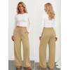 image:imageATHMILE Womens Wide Leg Fleece Sweatpants High Waisted Teen Girl Pants  Fall Fashion Winter Clothes Lounge Travel Joggers With PocketsLight Brown