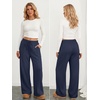 image:imageATHMILE Womens Wide Leg Fleece Sweatpants High Waisted Teen Girl Pants  Fall Fashion Winter Clothes Lounge Travel Joggers With PocketsNavy