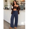 image:imageATHMILE Womens Wide Leg Fleece Sweatpants High Waisted Teen Girl Pants  Fall Fashion Winter Clothes Lounge Travel Joggers With PocketsNavy