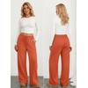image:imageATHMILE Womens Wide Leg Fleece Sweatpants High Waisted Teen Girl Pants  Fall Fashion Winter Clothes Lounge Travel Joggers With PocketsOrange