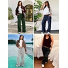 image:imageATHMILE Womens Wide Leg Fleece Sweatpants High Waisted Teen Girl Pants  Fall Fashion Winter Clothes Lounge Travel Joggers With PocketsPink