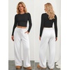 image:imageATHMILE Womens Wide Leg Fleece Sweatpants High Waisted Teen Girl Pants  Fall Fashion Winter Clothes Lounge Travel Joggers With PocketsWhite