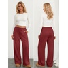 image:imageATHMILE Womens Wide Leg Fleece Sweatpants High Waisted Teen Girl Pants  Fall Fashion Winter Clothes Lounge Travel Joggers With PocketsWine Red