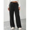 image:imageATHMILE Womens Wide Leg Fleece Sweatpants Lounge with Pocket  Fall Cozy Fleece Sweat PantsLow Waist Streetwear DrawstringBaggy Teen Girl JoggerBlack