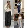 image:imageATHMILE Womens Wide Leg Fleece Sweatpants Lounge with Pocket  Fall Cozy Fleece Sweat PantsLow Waist Streetwear DrawstringBaggy Teen Girl JoggerBrown