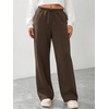 image:imageATHMILE Womens Wide Leg Fleece Sweatpants Lounge with Pocket  Fall Cozy Fleece Sweat PantsLow Waist Streetwear DrawstringBaggy Teen Girl JoggerBrown