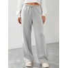 image:imageATHMILE Womens Wide Leg Fleece Sweatpants Lounge with Pocket  Fall Cozy Fleece Sweat PantsLow Waist Streetwear DrawstringBaggy Teen Girl JoggerGrey