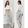 image:imageATHMILE Womens Wide Leg Fleece Sweatpants Lounge with Pocket  Fall Cozy Fleece Sweat PantsLow Waist Streetwear DrawstringBaggy Teen Girl JoggerGrey