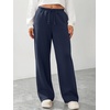 image:imageATHMILE Womens Wide Leg Fleece Sweatpants Lounge with Pocket  Fall Cozy Fleece Sweat PantsLow Waist Streetwear DrawstringBaggy Teen Girl JoggerNavy