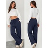 image:imageATHMILE Womens Wide Leg Fleece Sweatpants Lounge with Pocket  Fall Cozy Fleece Sweat PantsLow Waist Streetwear DrawstringBaggy Teen Girl JoggerNavy