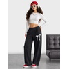 image:imageATHMILE Womens Wide Leg Sweatpants High Waisted Baggy Interior Drawstring Joggers Straight Leg Sweat Pants with PocketsBlackbow Print