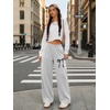 image:imageATHMILE Womens Wide Leg Sweatpants High Waisted Baggy Interior Drawstring Joggers Straight Leg Sweat Pants with PocketsGreybow Print