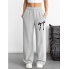 image:imageATHMILE Womens Wide Leg Sweatpants High Waisted Baggy Interior Drawstring Joggers Straight Leg Sweat Pants with PocketsGreybow Print