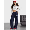 image:imageATHMILE Womens Wide Leg Sweatpants High Waisted Baggy Interior Drawstring Joggers Straight Leg Sweat Pants with PocketsNavy Bluebow Print