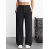 image:imageATHMILE Womens Wide Leg Sweatpants High Waisted Baggy Interior Drawstring Joggers with Pockets Straight Leg Sweat PantsBlack