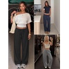 image:imageATHMILE Womens Wide Leg Sweatpants Low Rise Baggy Pants Fall Fashion Lounge Lightweight Sweat Pants with PocketsPurple