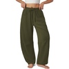 image:imageATHMILE Barrel Sweatpants Women Wide Leg Baggy Lounge Casual Pants  Cotton Fall Winter Teen Girl Fashion Comfy Flowy with PocketAarmy Green