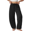 image:imageATHMILE Barrel Sweatpants Women Wide Leg Baggy Lounge Casual Pants  Cotton Fall Winter Teen Girl Fashion Comfy Flowy with PocketAblack
