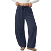 image:imageATHMILE Barrel Sweatpants Women Wide Leg Baggy Lounge Casual Pants  Cotton Fall Winter Teen Girl Fashion Comfy Flowy with PocketBnavy