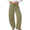 image:imageATHMILE Barrel Sweatpants Women Wide Leg Baggy Lounge Casual Pants  Cotton Fall Winter Teen Girl Fashion Comfy Flowy with PocketBolive Green
