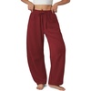 image:imageATHMILE Barrel Sweatpants Women Wide Leg Baggy Lounge Casual Pants  Cotton Fall Winter Teen Girl Fashion Comfy Flowy with PocketWine Red