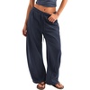image:imageATHMILE Barrel Sweatpants Women Y2K Wide Leg Baggy Lounge Sweat Pants with Pockets Plus Size Drawstring JoggersNavy